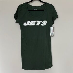 NFL Women's Scoop Neck Tee, NY Jets logo with Swarovski Crystals